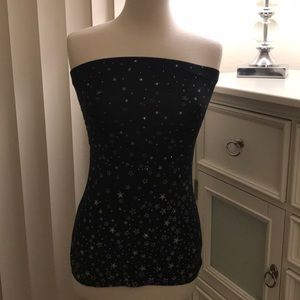 Black strapless t-shirt tube top with stars